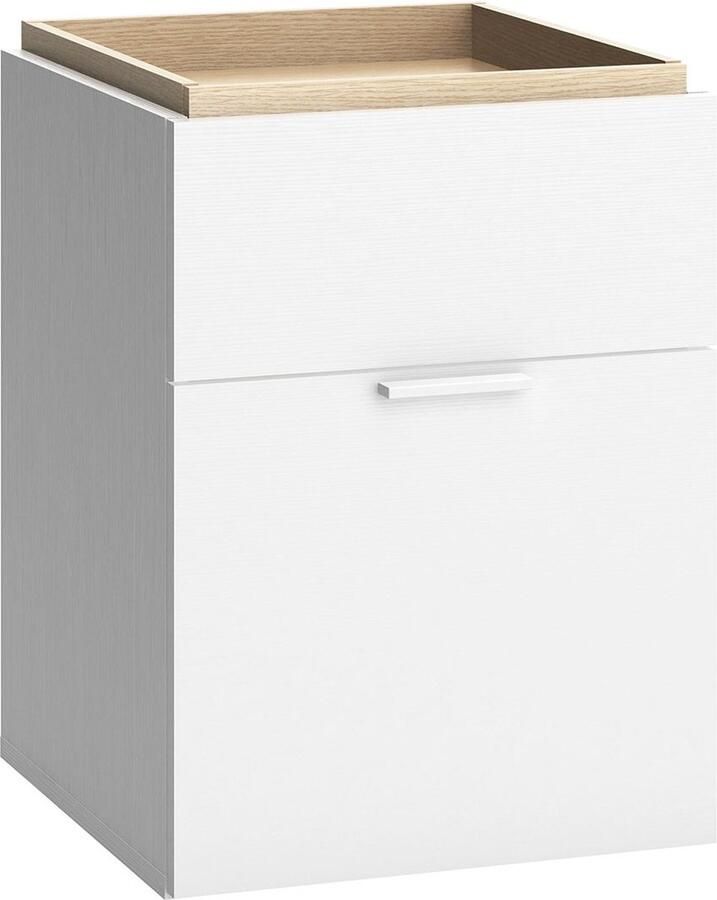 CaliCosy Nachtkastje 2 laden wit en houten blad 4you