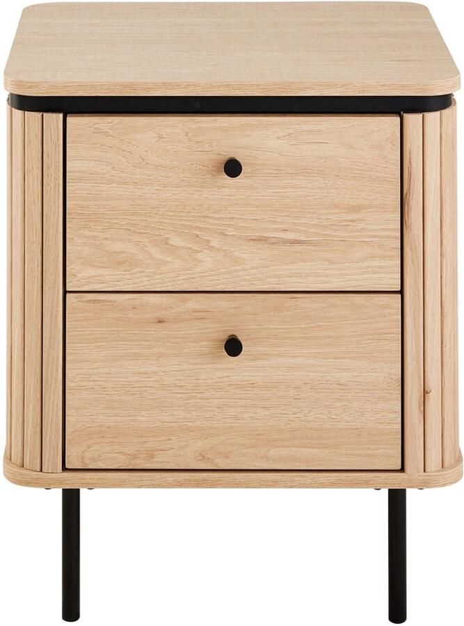 CaliCosy Nachtkastje met 2 lades en zijkanten met groefeffect H55 cm MALAGA