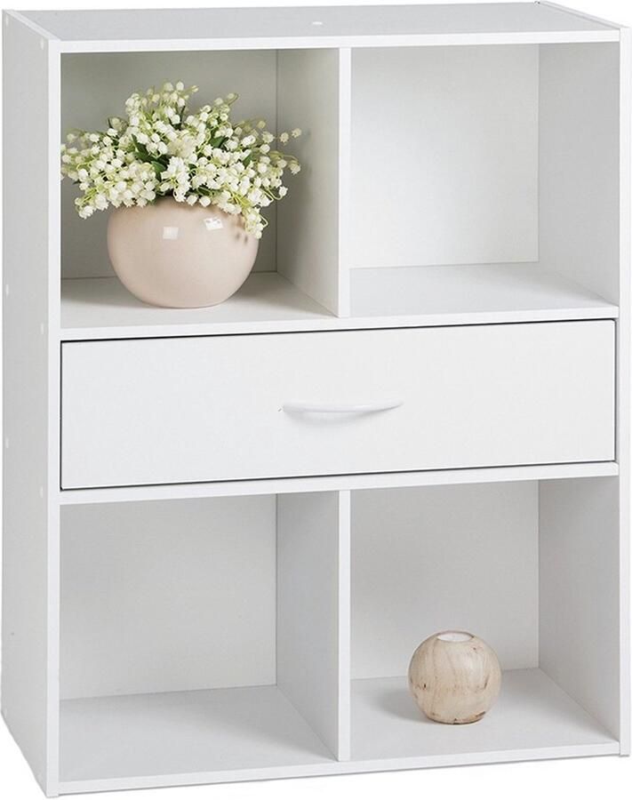 CaliCosy Opbergrek met 4 vakken en een lade in drie kleuren 62x30x80cm