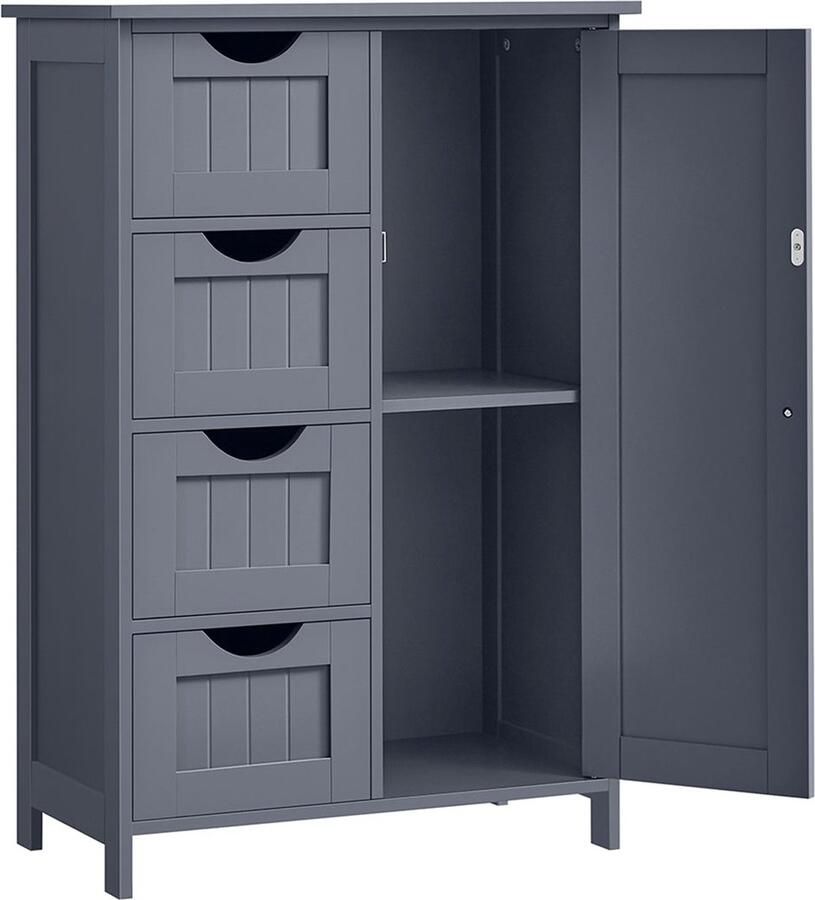 CaliCosy Petite commode 4 tiroirs et 1 porte bleu foncé L55 cm