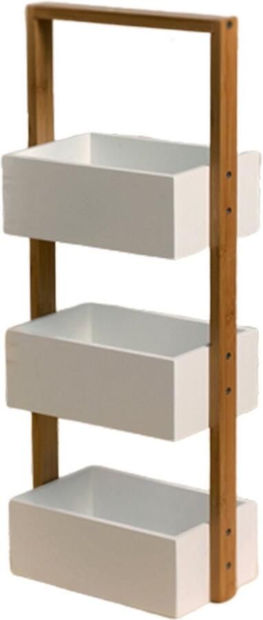 CaliCosy Rechte bamboe plank met 3 opbergbakken 29x15x66cm