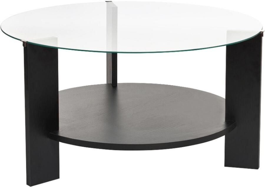 CaliCosy Salontafel met 2 bladen waarvan één van gehard glas Ø75 cm CLARA