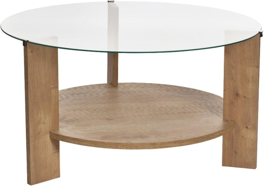 CaliCosy Salontafel met 2 bladen waarvan één van gehard glas Ø75 cm CLARA