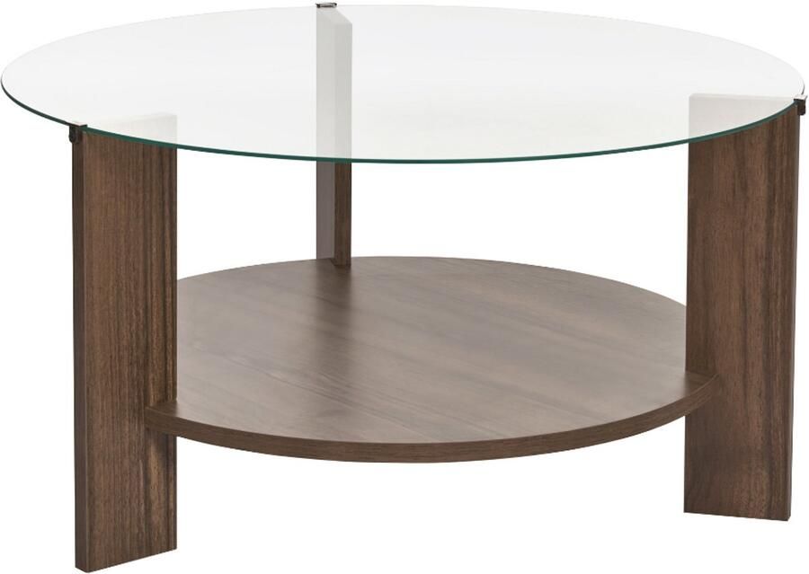CaliCosy Salontafel met 2 bladen waarvan één van gehard glas Ø75 cm CLARA