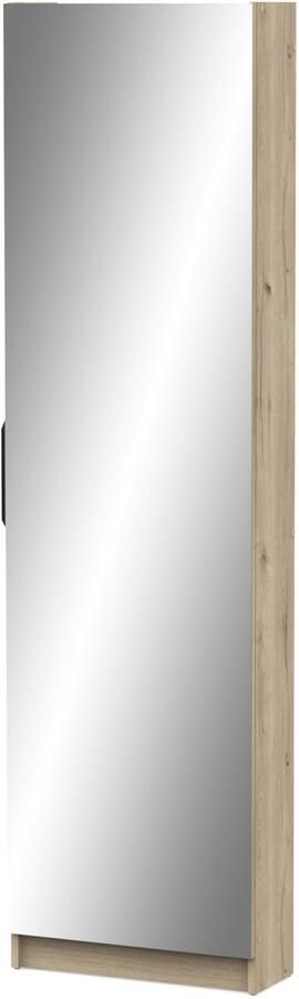 CaliCosy Belfurn Schoenenkast met spiegeldeur Zapatero zwart met structuur -180x50x20cm - Foto 3