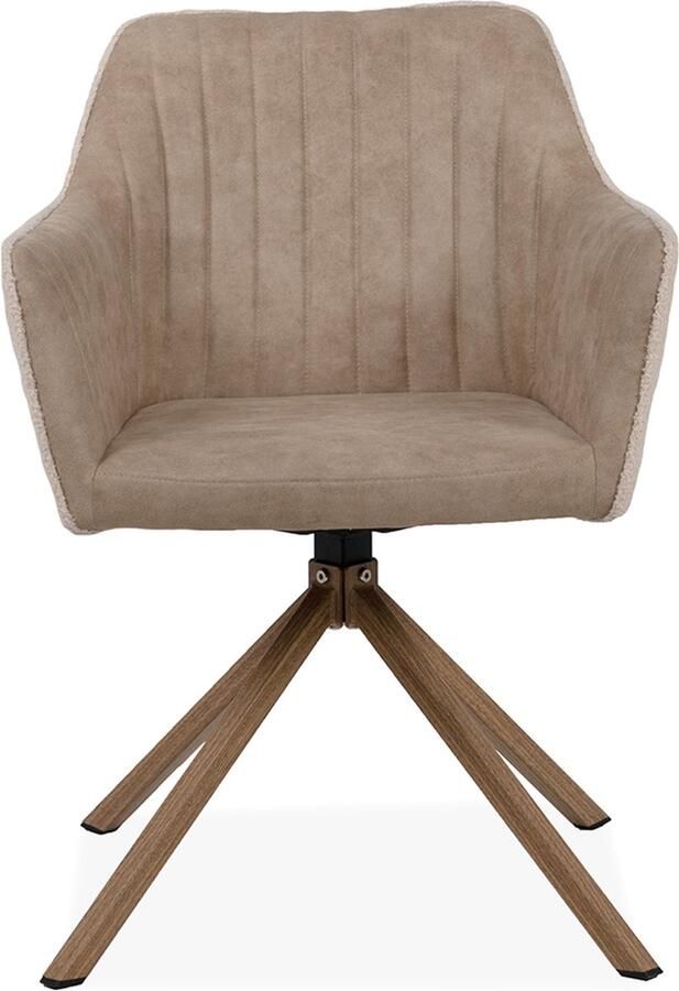 CaliCosy Set van 2 Beige Stoelen van Bouclé Stof L60 cm Ray