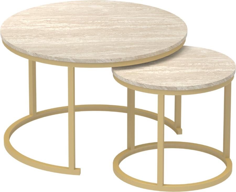 CaliCosy Set van 2 geneste ronde salontafels 70x70x46cm 45x45x41cm