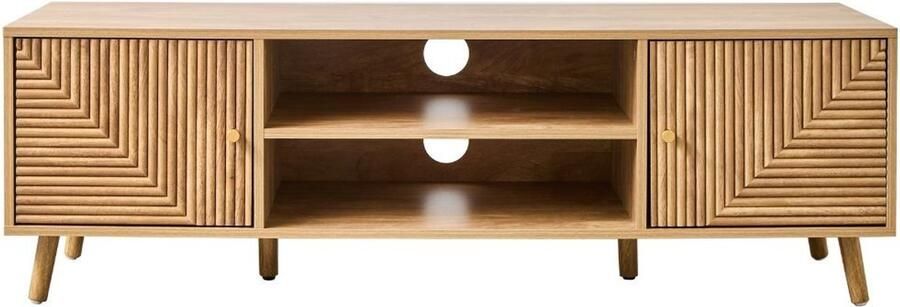 CaliCosy Tv-meubel 2 deuren met lamellenfronten in L-vorm L140 cm EDEN