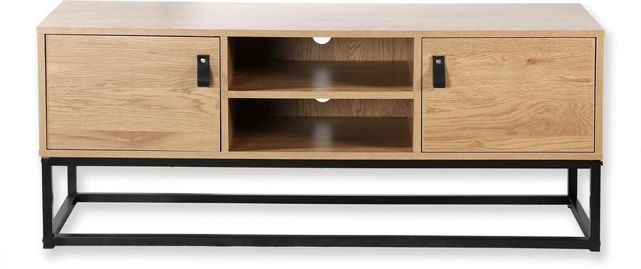 Casame CALICOSY TV-meubel met 2 deuren en centrale nis Eikenlook L120 cm JILL