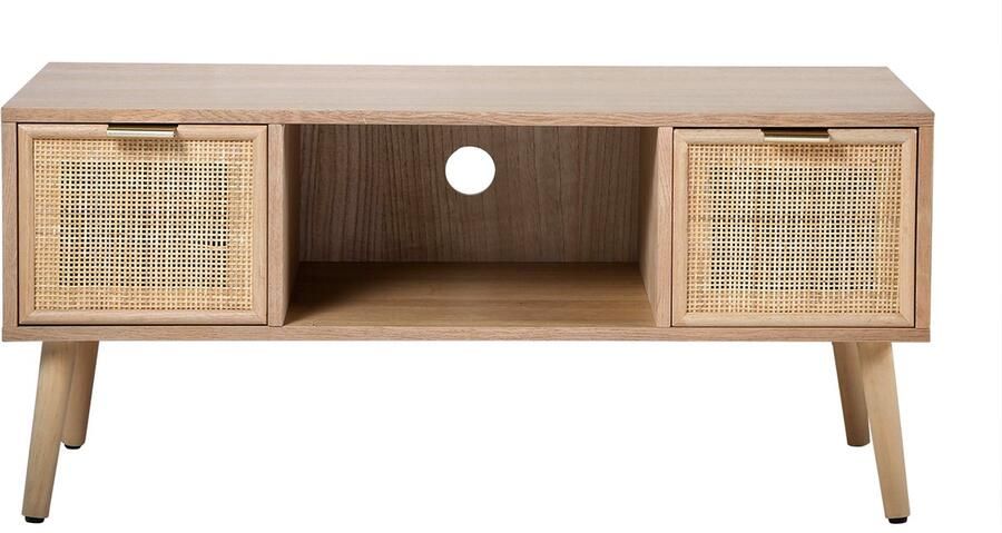 Casame CALICOSY TV-meubel met 2 lades en rotan voorkant L100 cm