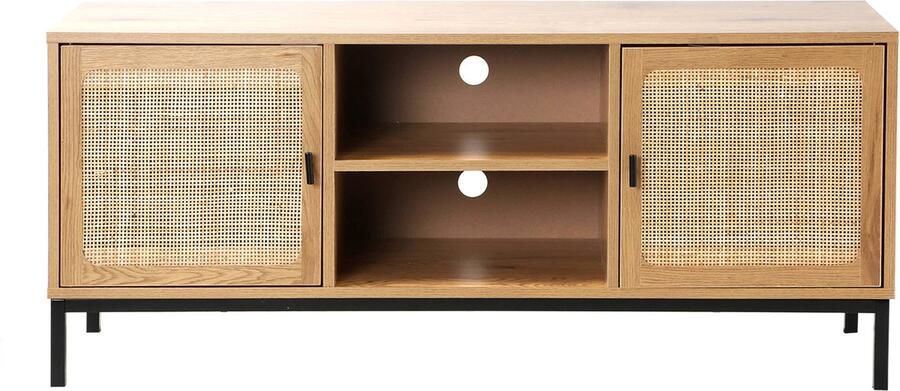 Casame CALICOSY TV-meubel met 2 deuren rotan baldakijn en 2 nissen L120cm