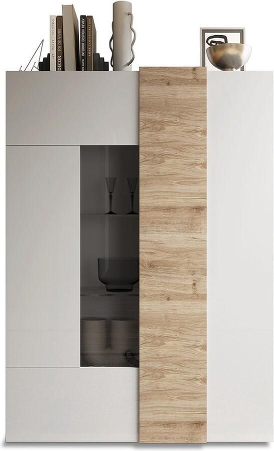 CaliCosy Vitrine 2 deuren van glas zonder verlichting Pluton L121 cm