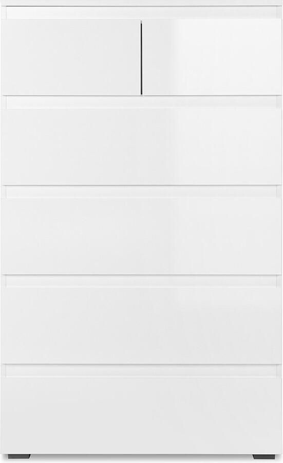 Merkloos CAPETOWN ladekast Glanzend wit decor 6 Laden L80 x H131 5 x D40 cm