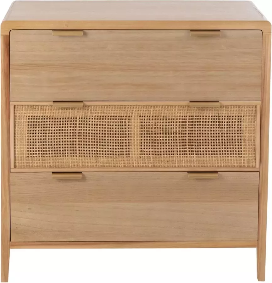 CaliCosy Commode 3 Tiroirs en Bois Massif et Rotin L90 cm - Foto 2