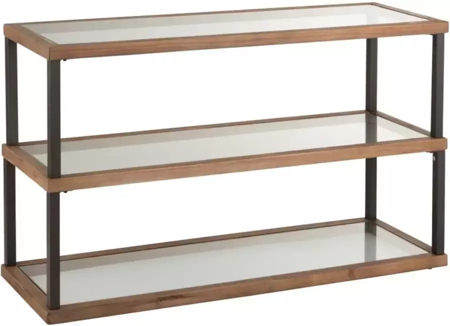 J-Line console 3 Niveaus glas hout bruin