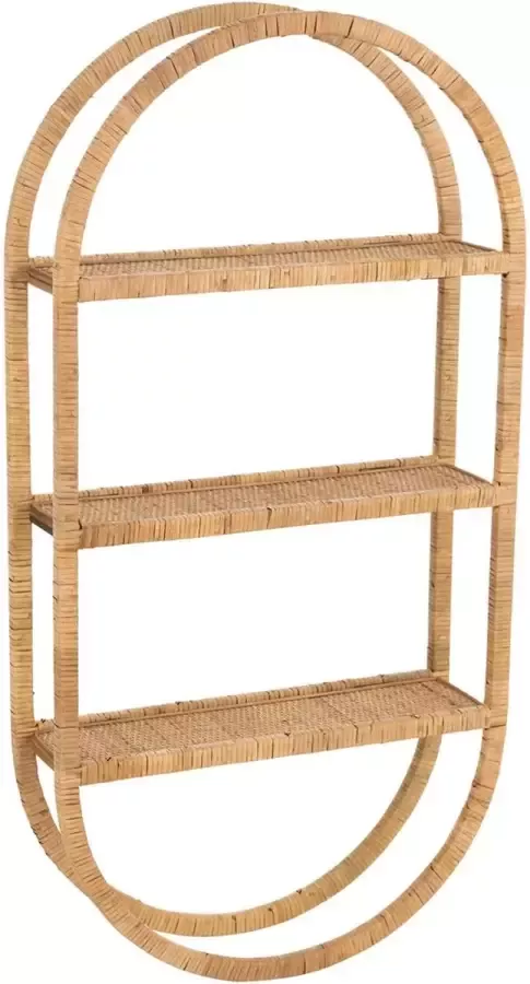 CaliCosy Etagere Murale Ovale 3 Planches pliable Rotin Naturel