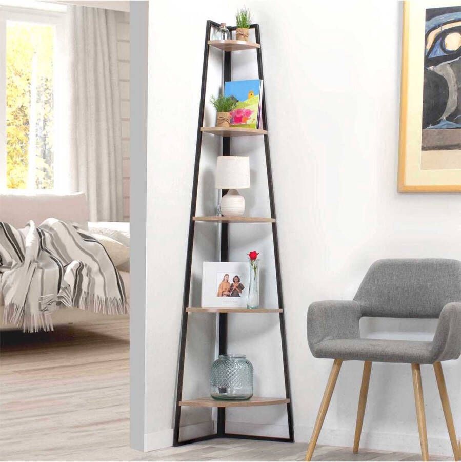 CaliCosy Hoekplank 5 niveaus Houtdecor H180 cm Colorado