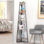 Hoekkast met 5 planken Boekenkast met houten planken Vakkenkast hoekplanken Mat zwart - Thumbnail 2