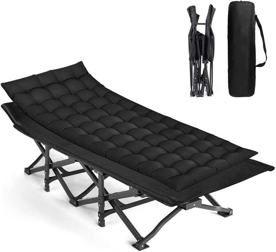 Caliyo Opvouwbaar Eenpersoonsbed met Opbergtas – Vouwbed voor Volwassenen – 66x188 cm – Draagbaar Logeerbed met Afneembare Matras – Max. 200 kg – Voor Camping Tuin Reizen en Binnengebruik