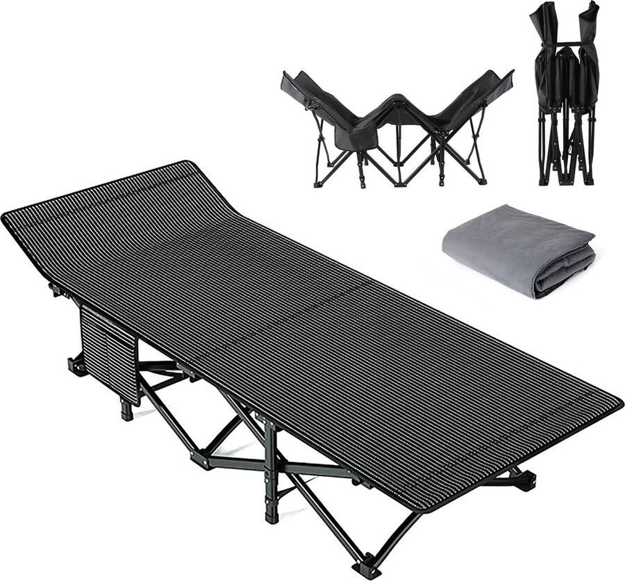 Caliyo Eenpersoonsbedden Plooibed Opklapbed Campingbedje 190 x 71cm Kussens Meenemen Campingbedje Antislip Buitenbed Ligstoel Logeerbed Laadvermogen 200kg