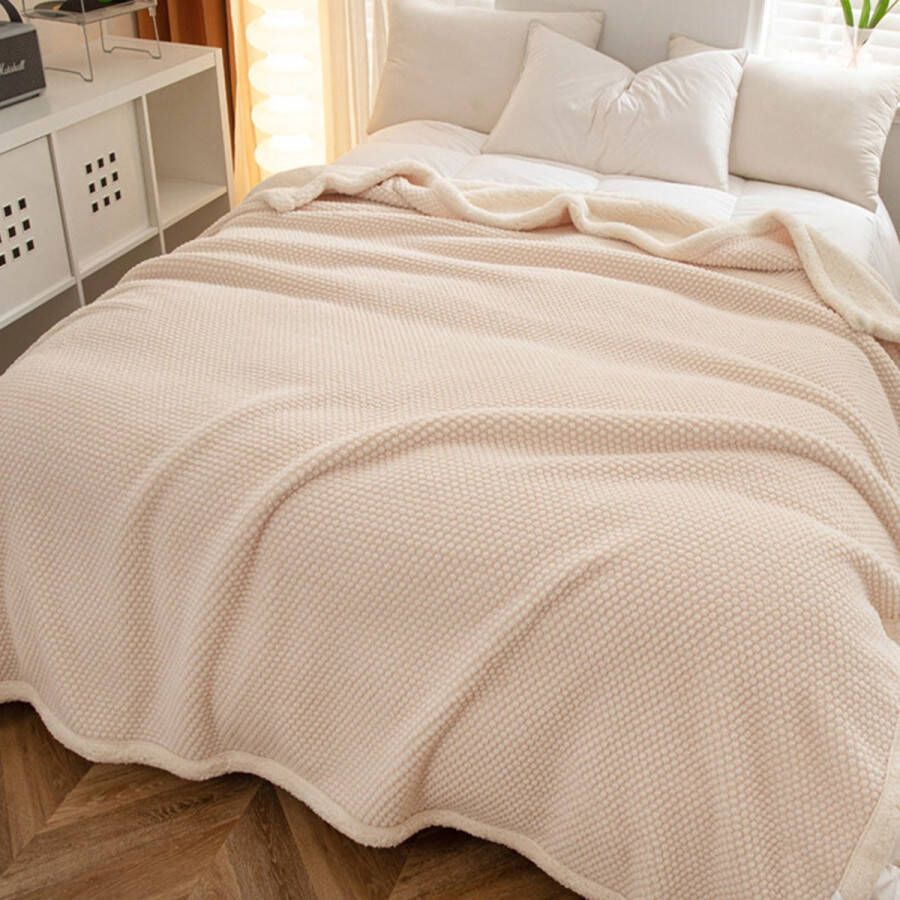 Caliyo Fleece Plaid Kerst dekens 200x150cm Sherpa Plaid voor op de Bank of Bed Beige