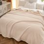 Caliyo Fleece Plaid Kerst dekens 200x150cm Sherpa Plaid voor op de Bank of Bed Beige - Thumbnail 1