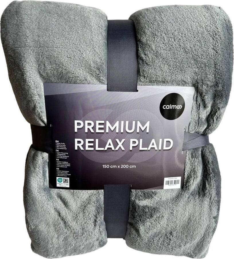 Calmoo Premium Relax Plaid Fleece Deken 150 x 200 cm Dekens Dekentje voor op de bank Grijs
