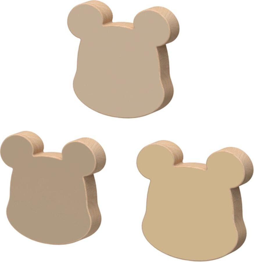 Cam Copenhagen Cam wandhaakjes hout set van 3 dieren beren