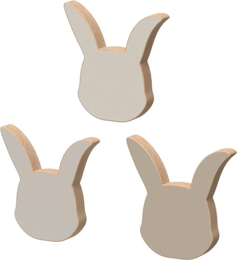 Cam Copenhagen Cam wandhaakjes hout set van 3 dieren konijn