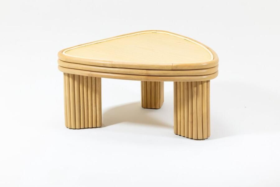 Canal Living Gem koffietafel 70 x 69 x 35 cm Bijzettafel Salontafel Teakfineer en rotan Modern Ontwerp