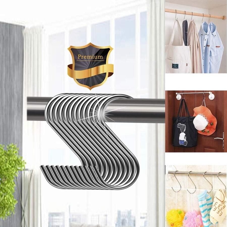 Candala 20 Pack S Haken Heavy Duty RVS S Vormige Haken Utility Hangers voor Keukengerei Kantoor Badkamer Kast Workshop Garage Kantoor Huishoudelijke Thuis Essentiële Set
