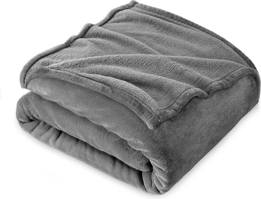 Candala Fleece Deken Tweepersoons 210 x 240 cm Kinderflanel Bed Deken Super Zacht Lichtgrijs