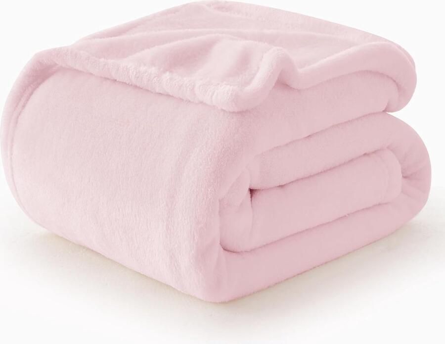 Candala Fleece-deken voor op de bank roze donzig zacht warm veelzijdig voor sofa bank éénpersoonsbed 130 x 150 cm