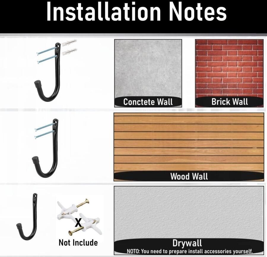 Candala Garage Opslag Haken 9cm Heavy Duty Wandmontage Garage Utility Haken 12 Pack Hangers Geweldig voor Gereedschap Fietsen Ladders Stoelen