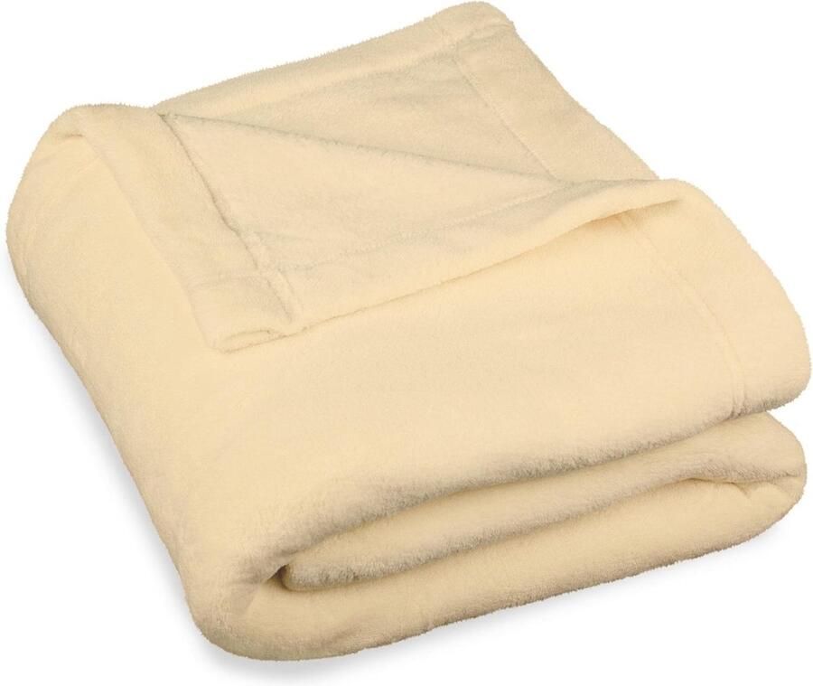 Candala Montreal Knuffeldeken XXL 220 x 240 cm beige deken bank warme woondeken zacht microvezel fleece Oeko-Tex