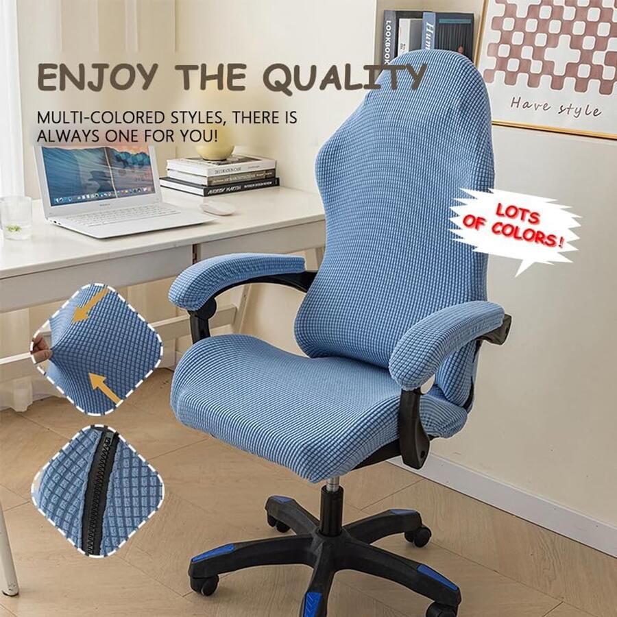 Candala Rekbare Bureaustoelhoezen Bureaustoelhoes Met Rits Universele Roterende Computerstoelhoes Wasbare Bureaustoel Stoelbeschermer Fauteuilhoes Slipcovers H 1pcs