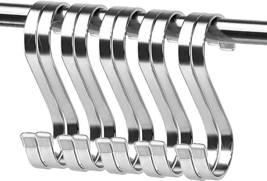 Candala Set van 18 S-haken roestvrijstalen S-vormige haken zware metalen haken voor keukengerei kantoor badkamer kast werkplaats garage kantoor huishouden thuis essentieel 7 5 cm