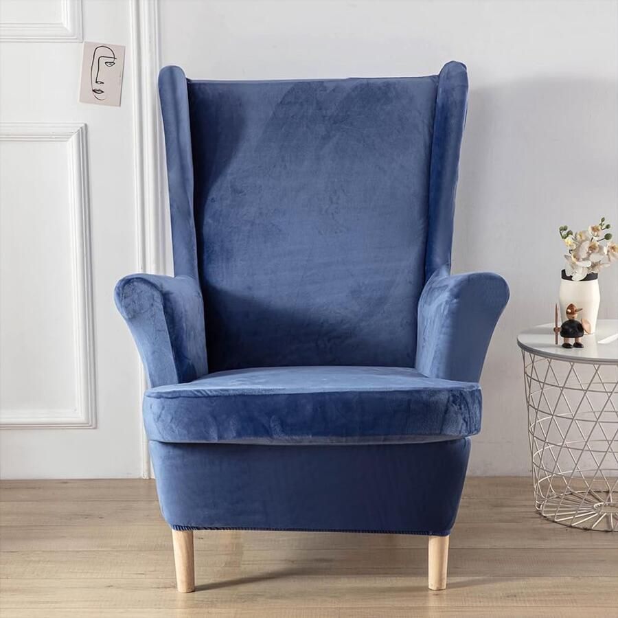 Candala Wing Stoel Bekleding Fauteuil Cover Wing Fauteuil Cover Wing Fauteuil Covers Fauteuil Covers Blue