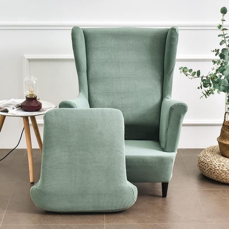 Candala Wing stoel slipcovers wingback fauteuil covers 2 stuks stretch vleugel stoelhoezen voor fauteuils Cypress groen
