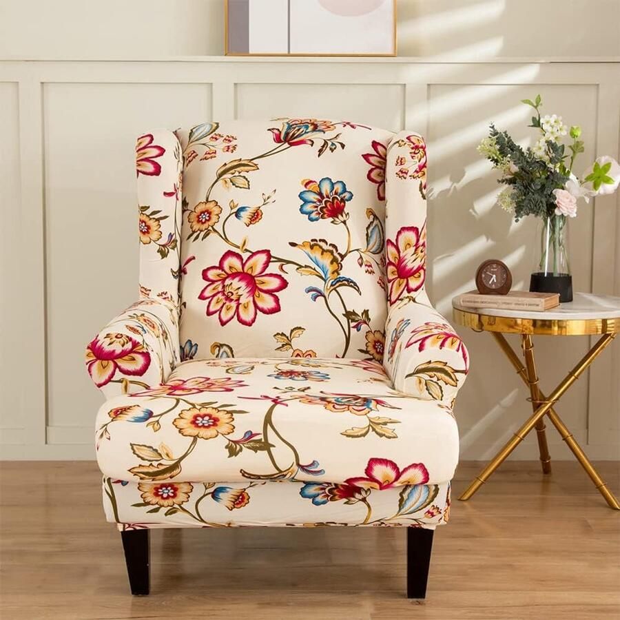 Candala Wingback stoel slipcovers fauteuil covers Gedrukt wingback fauteuil cover wingback voor woonkamer