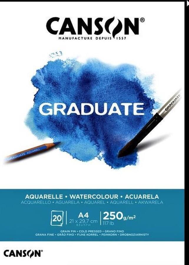 Canson Graduate Watercolour Papierblok voor handenarbeid 20 vel