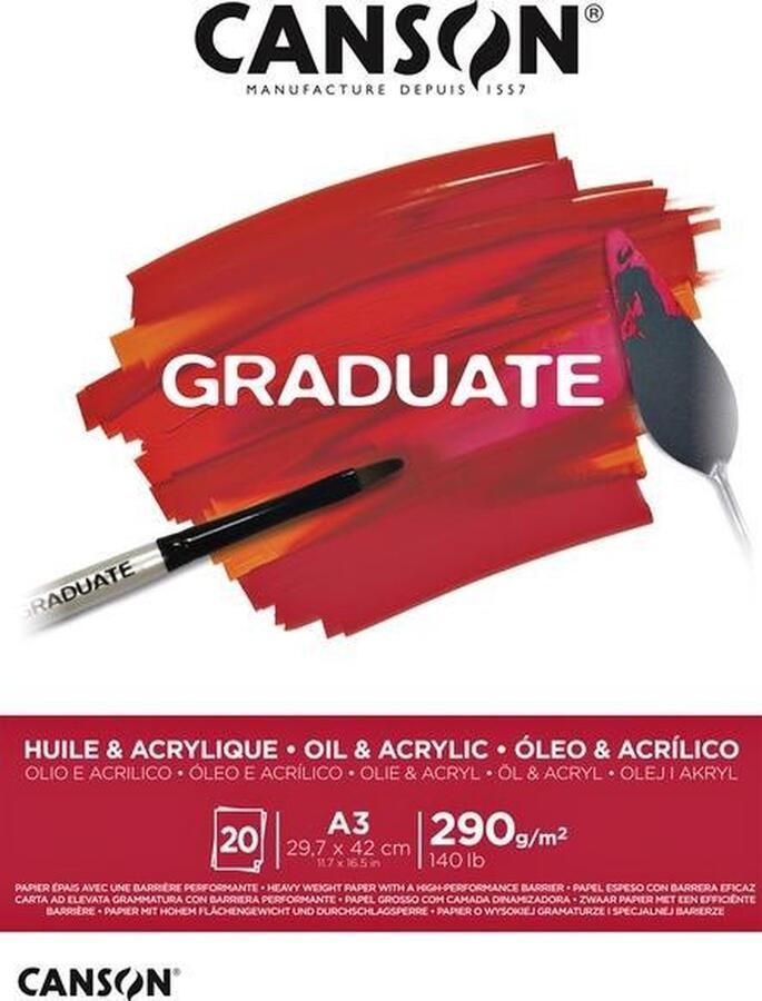 Canson Olie Acrylblok Graduate A3 290gr 20vel