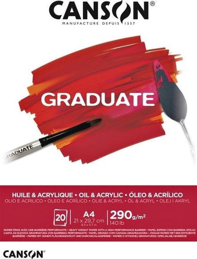 Canson Olie Acrylblok Graduate A4 290gr 20 vel