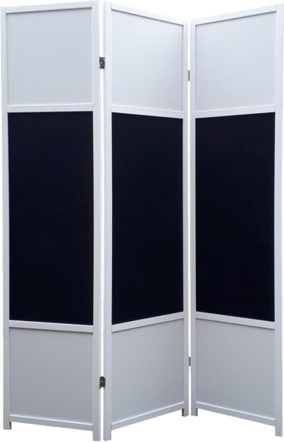 Canvasscherm Kamerscherm Sofia Wit 3 panelen Hout MDF en Prikbord Scheidingswand 180x132cm Paravent kant en klaar