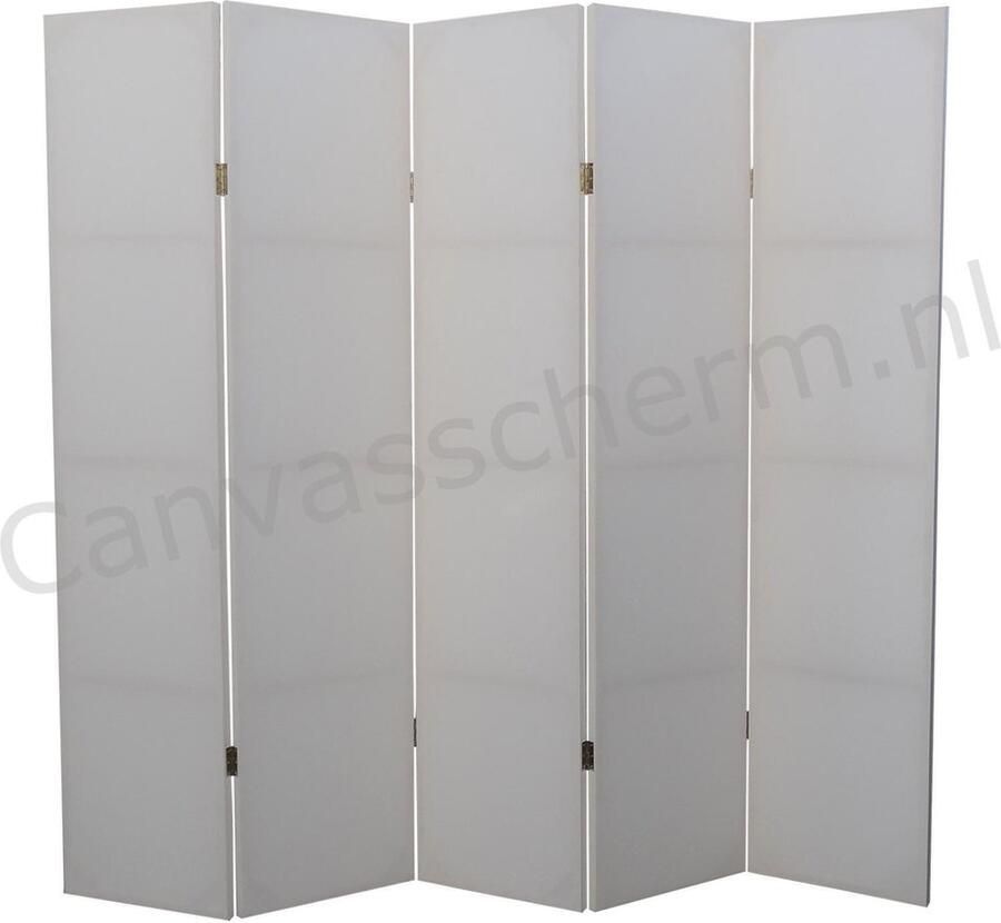 Canvasscherm Kamerscherm Wit Blanco 5 panelen 200x180cm Ruimteverdeler Kamer scherm Kamerverdeler