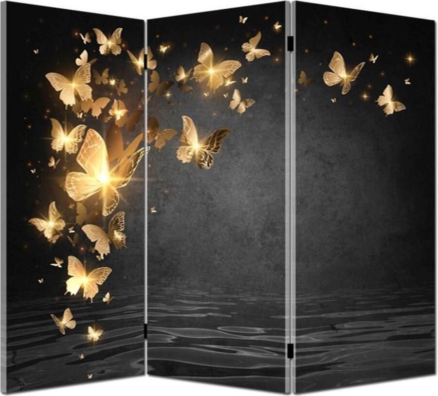 Canvasscherm Raamscherm Kamerscherm klein 50 cm 3 panelen LED met Vlinder