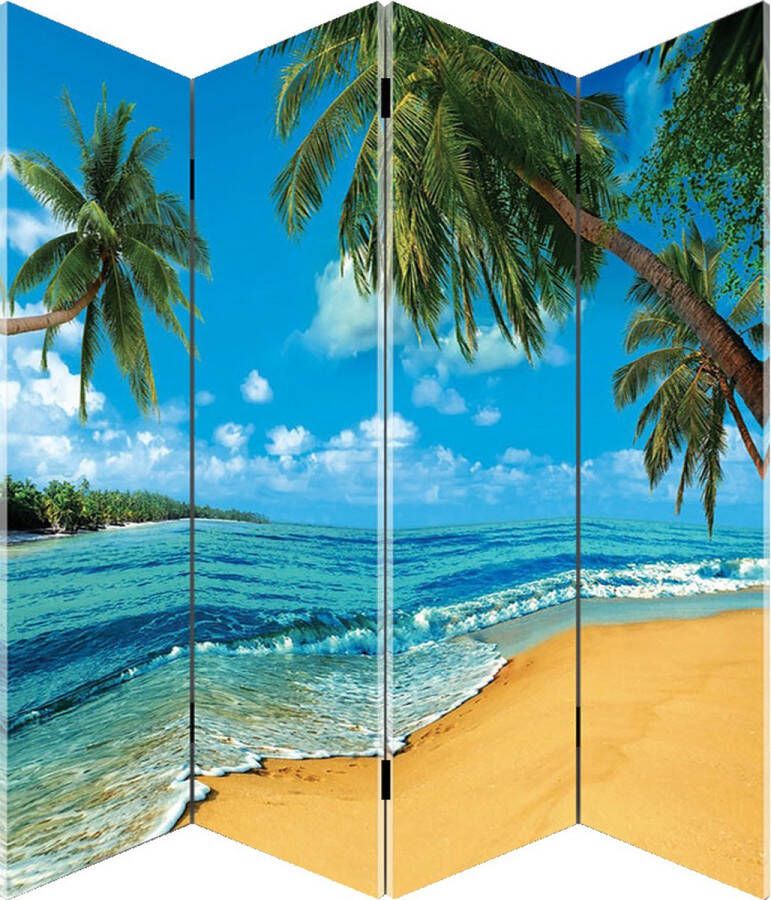 Canvasscherm Kamerscherm Strand 4 panelen 180x160cm Vouwscherm Paravent kant en klaar