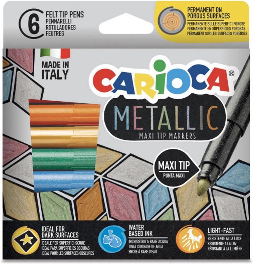 Carioca 43161 viltstift Metallic Meerkleurig 6 stuk(s)