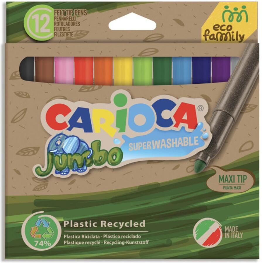 Carioca Eco Family Jumbo viltstift Meerkleurig 12 stuk(s)