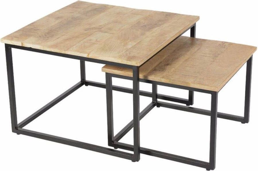 Carmin ' Charlotte Salontafel Set Zwart Naturel Mangohout